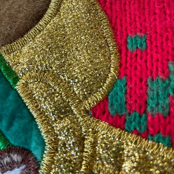 Holiday Time Red and Green Crewneck Sweater with Festive Cat Design - Picture 6 of 10